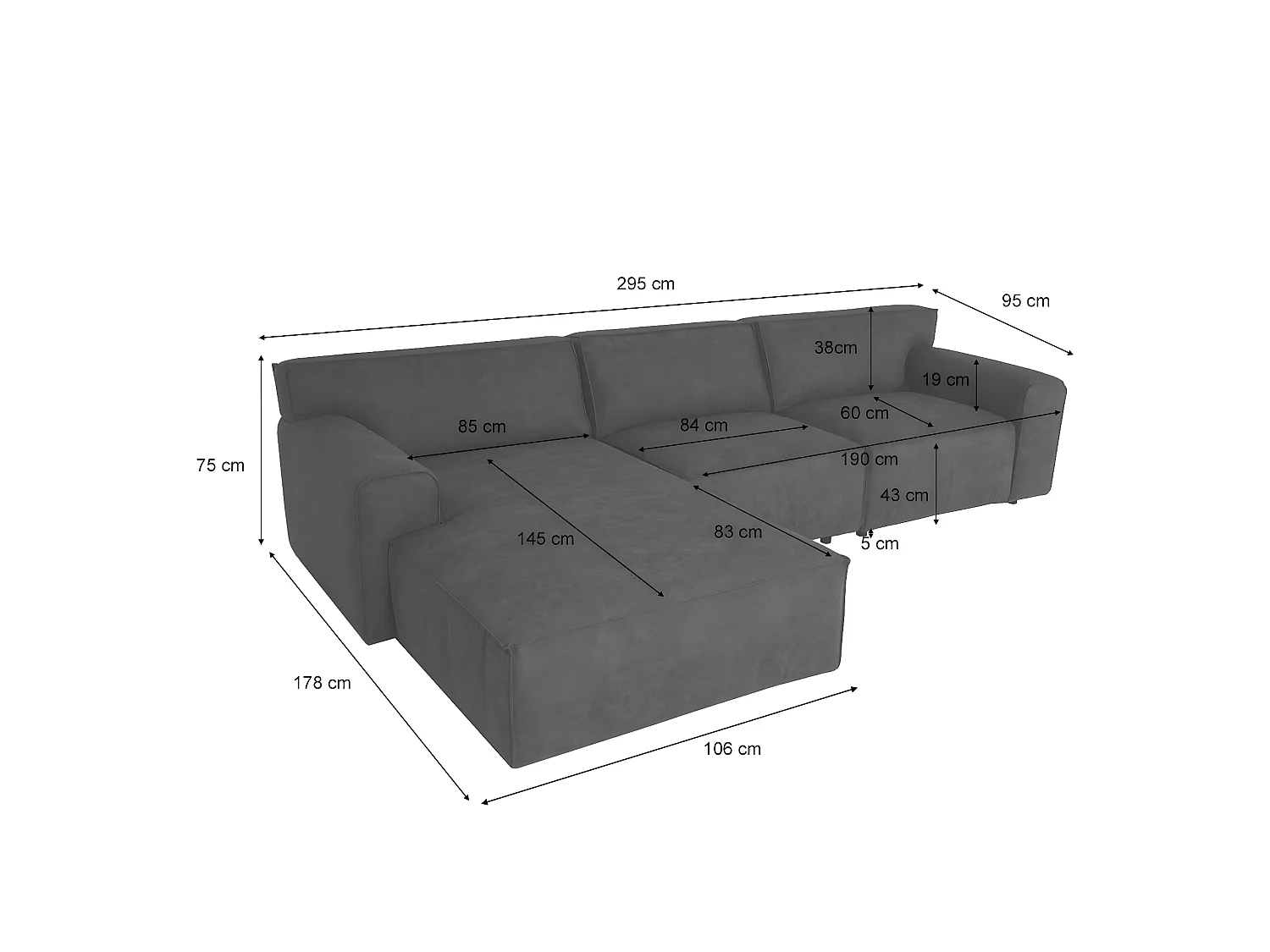 Ecksofa MCW-J59 Ottomane links, Kunstleder braun