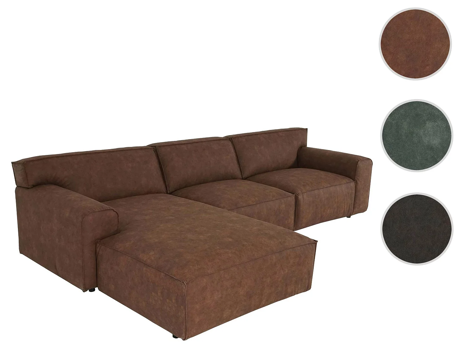 Ecksofa MCW-J59 Ottomane links, Kunstleder braun