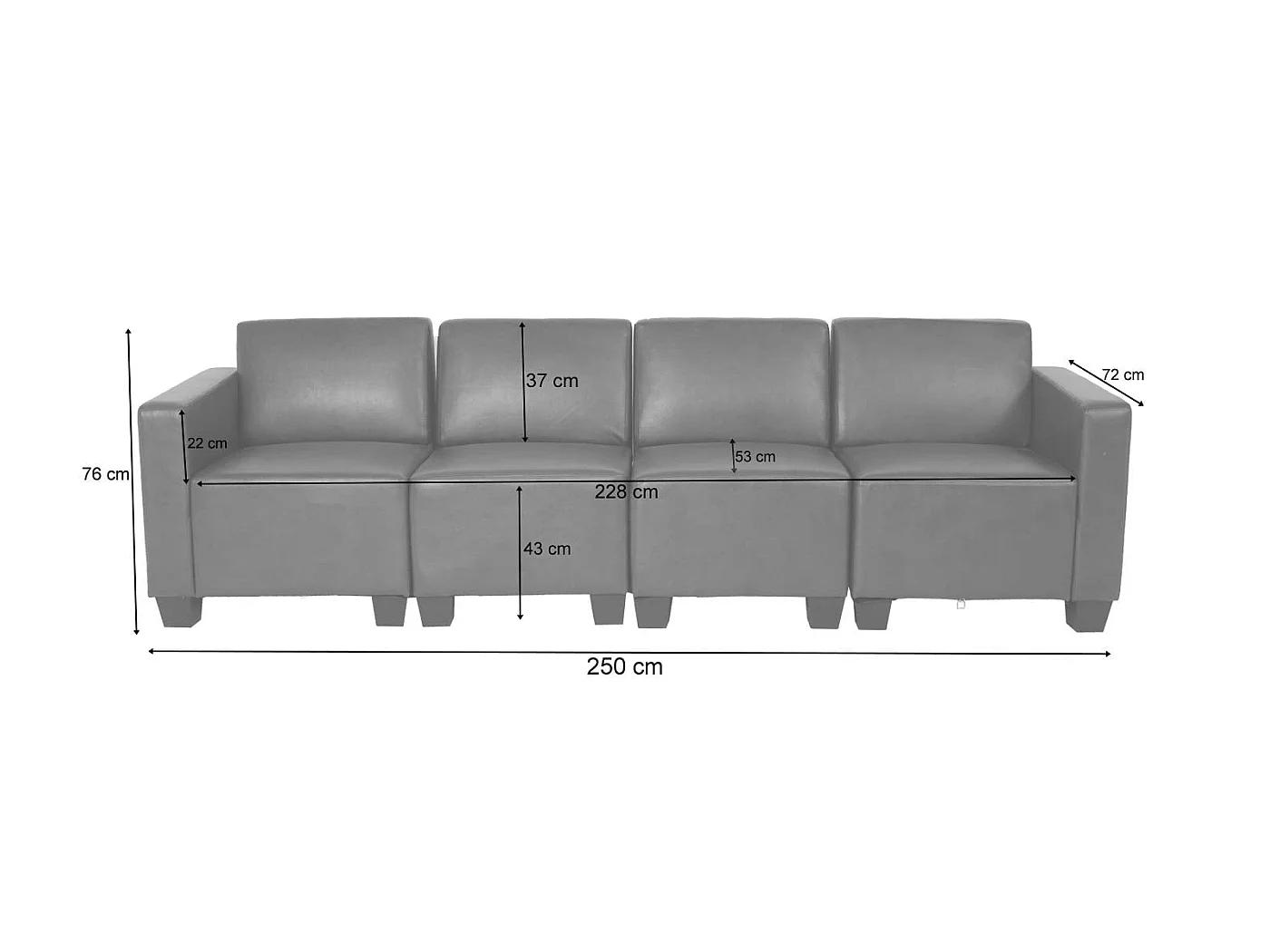 Canapé 4 places Moncalieri,  crème