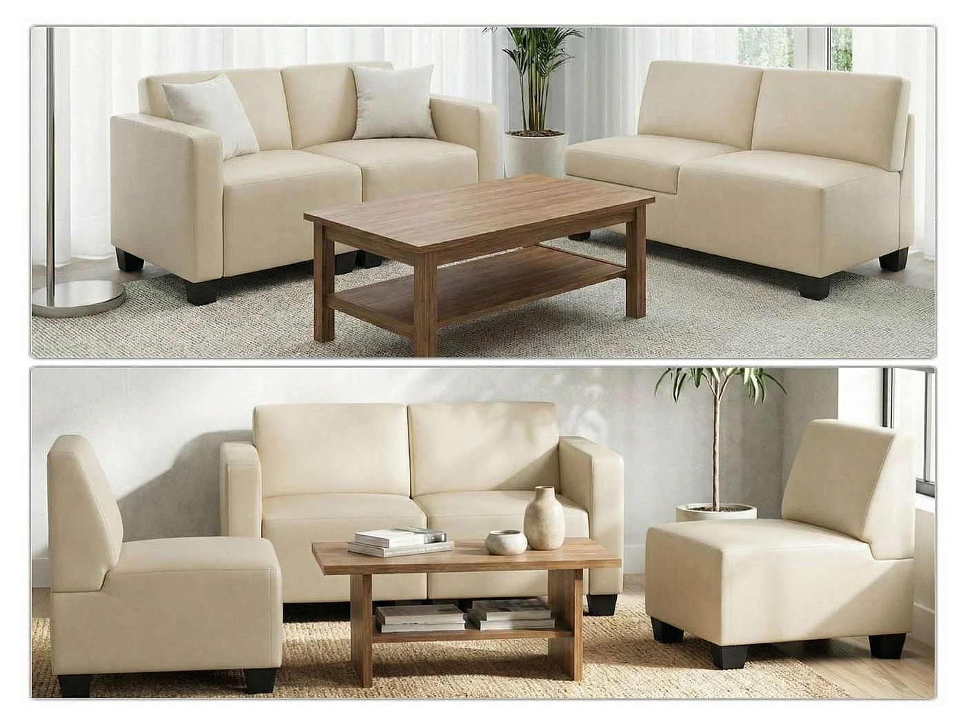 Canapé 4 places Moncalieri,  crème