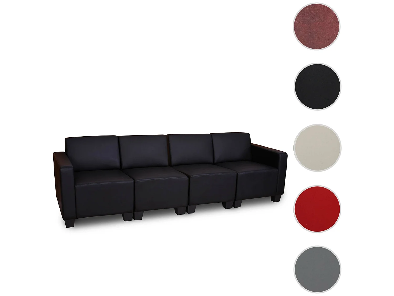 Sofá 4 plazas Moncalieri,  negro