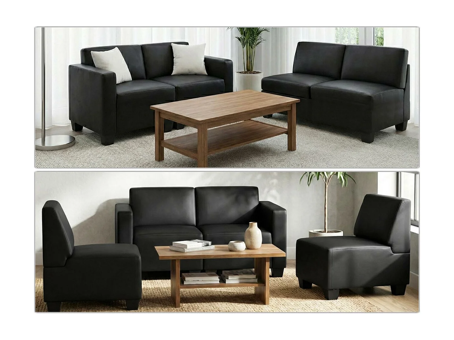 4-zitsbank Moncalieri,  zwart