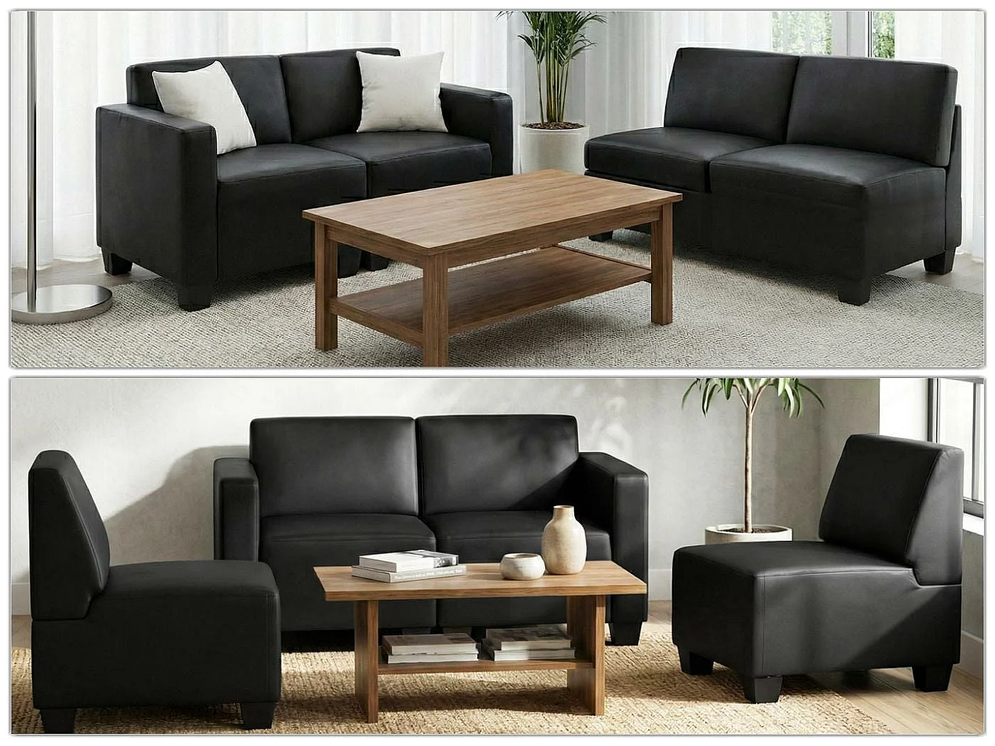 Canapé 4 places Moncalieri,  noir