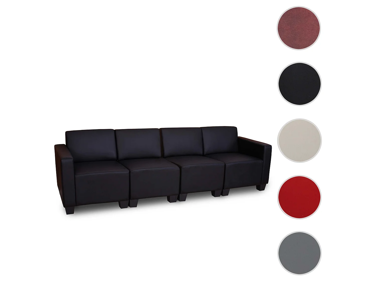 Canapé 4 places Moncalieri,  noir