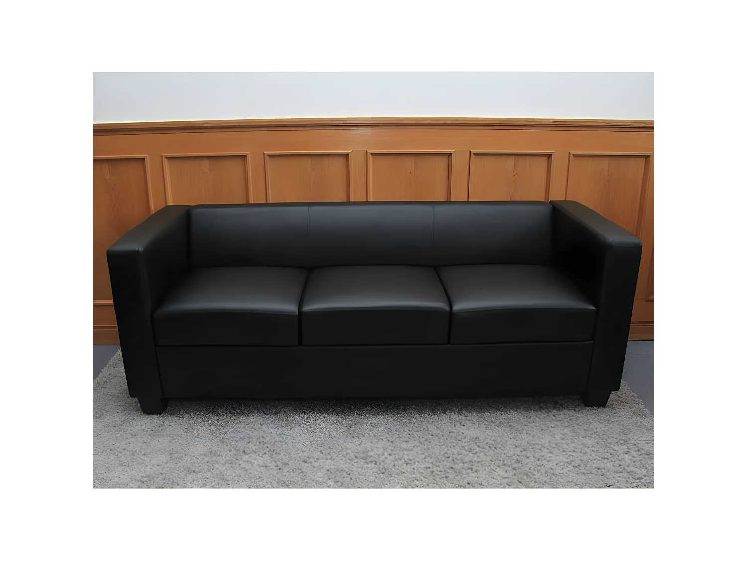 Divano sofa 3 posti lounge moderno elegante serie Lille M65 75x191x70cm pelle nero