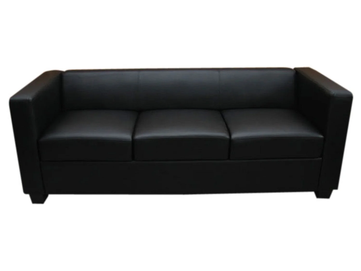 Divano sofa 3 posti lounge moderno elegante serie Lille M65 75x191x70cm pelle nero