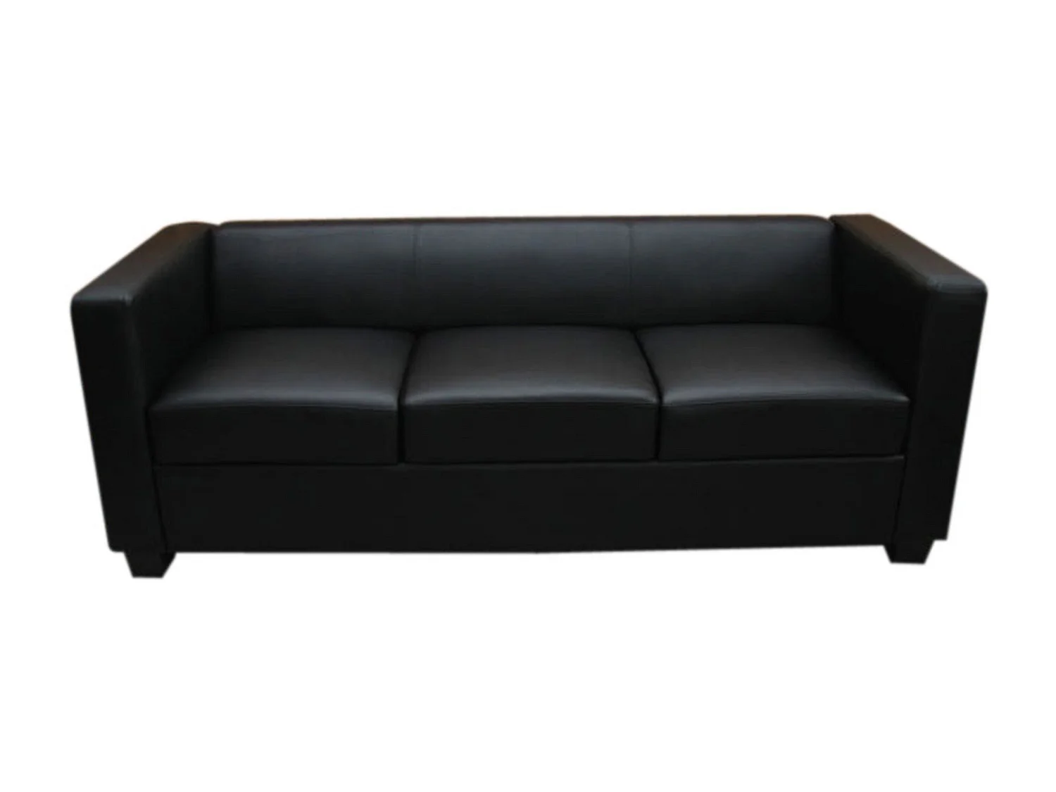 3-zitsbank Lille,  leder, zwart