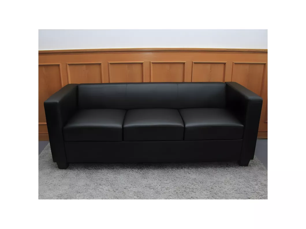 Kauf Unique 3er Sofa Lille, Leder, schwarz