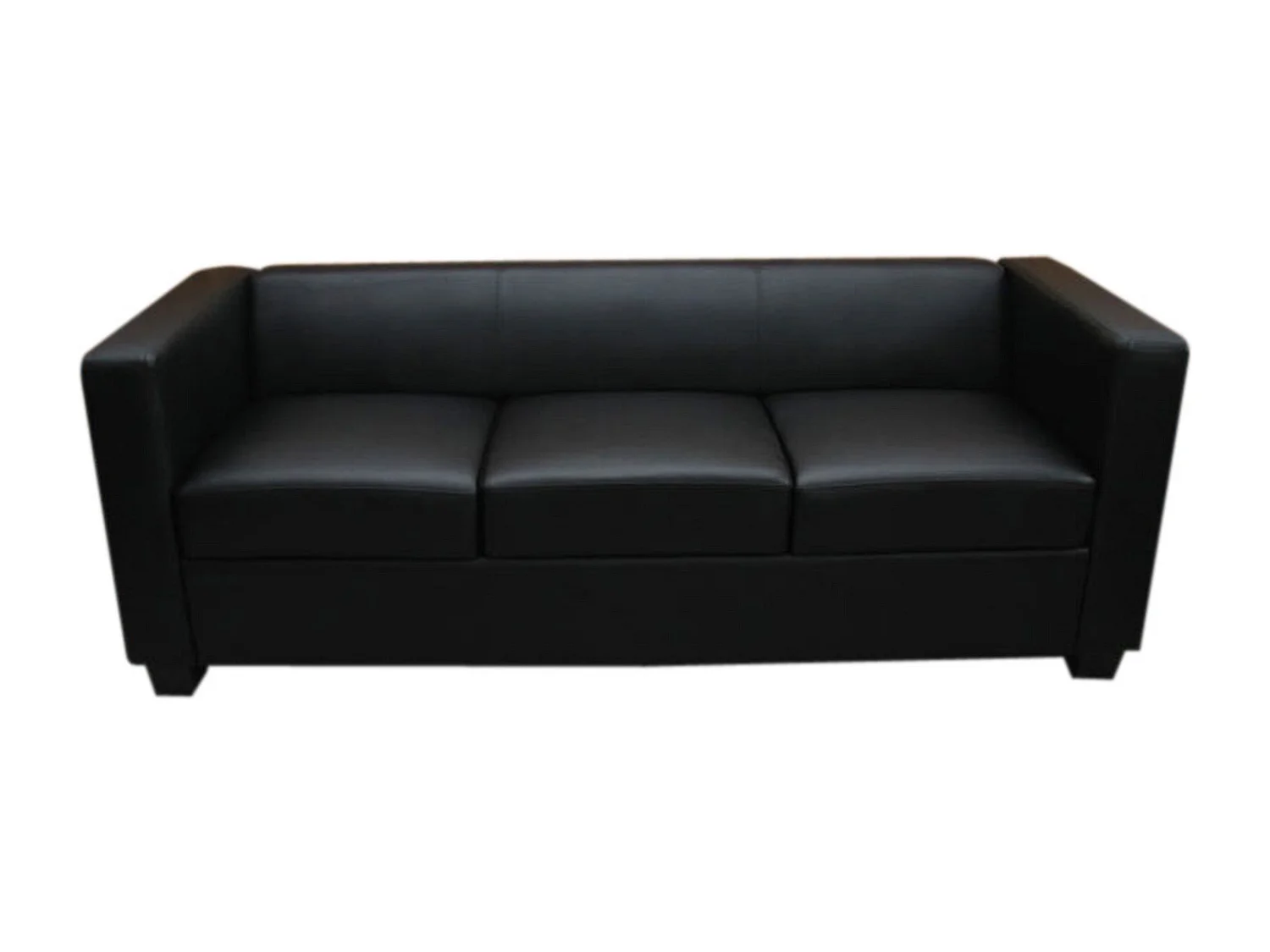 Sofa 3-osobowa Lille,  skóra, czarna