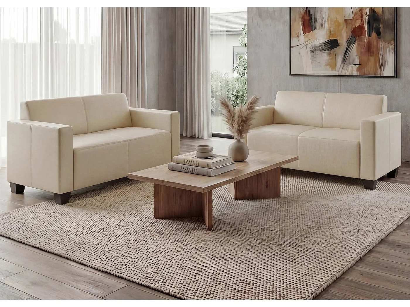 Zestaw sof Moncalieri (zestaw 2 sztuk),  kremowa