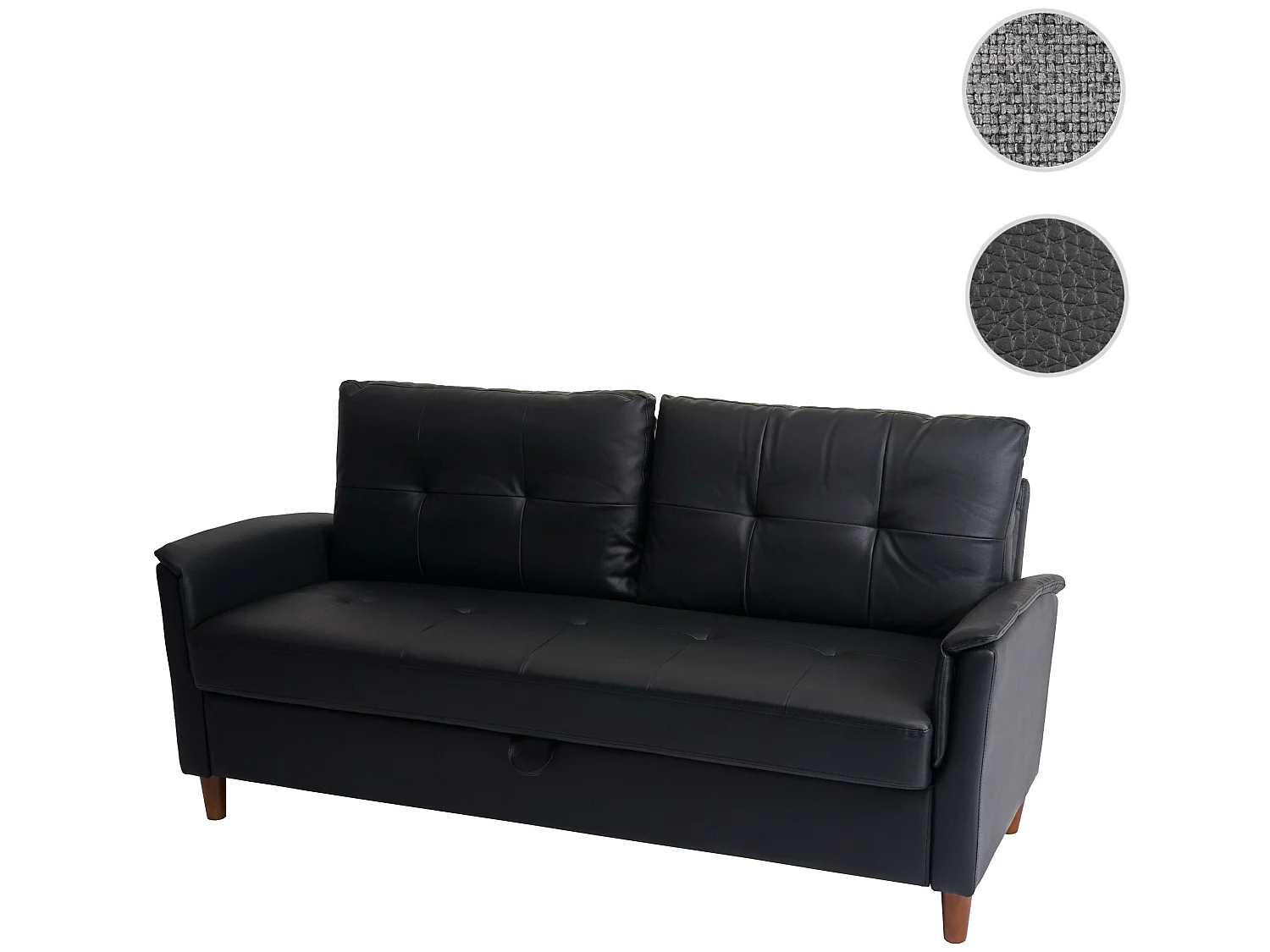 3er Sofa MCW-H23, Kunstleder, schwarz