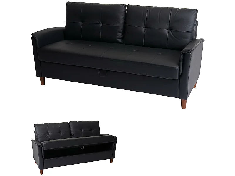 3er Sofa MCW-H23, Kunstleder, schwarz