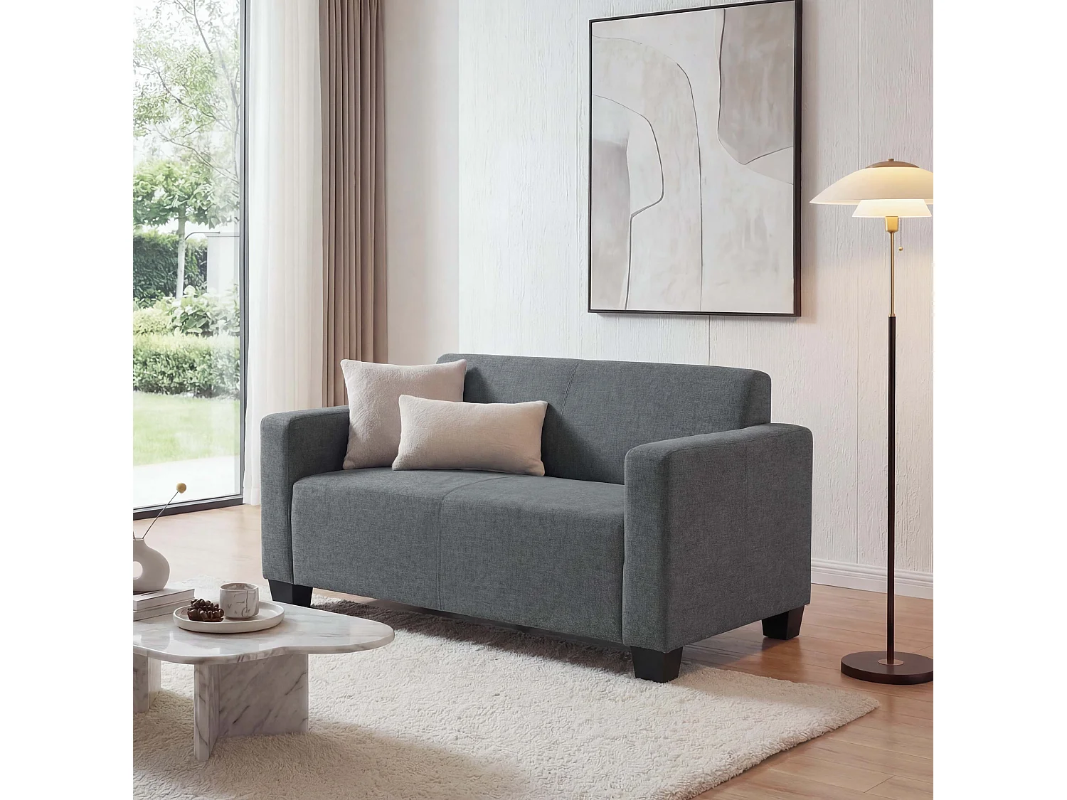 2er Sofa Couch Moncalieri Loungesofa, Grau