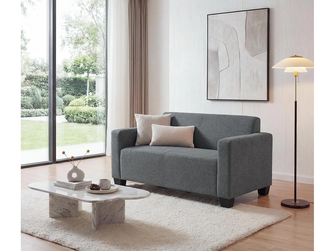 2er Sofa Couch Moncalieri Loungesofa, Grau