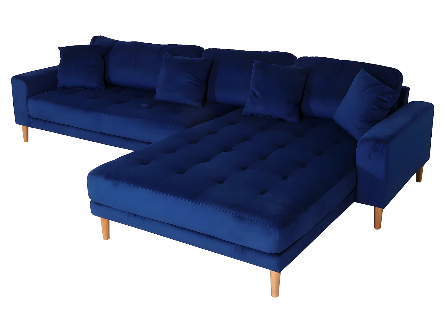 Hoekbank MCW-J54,  fluweel blauw