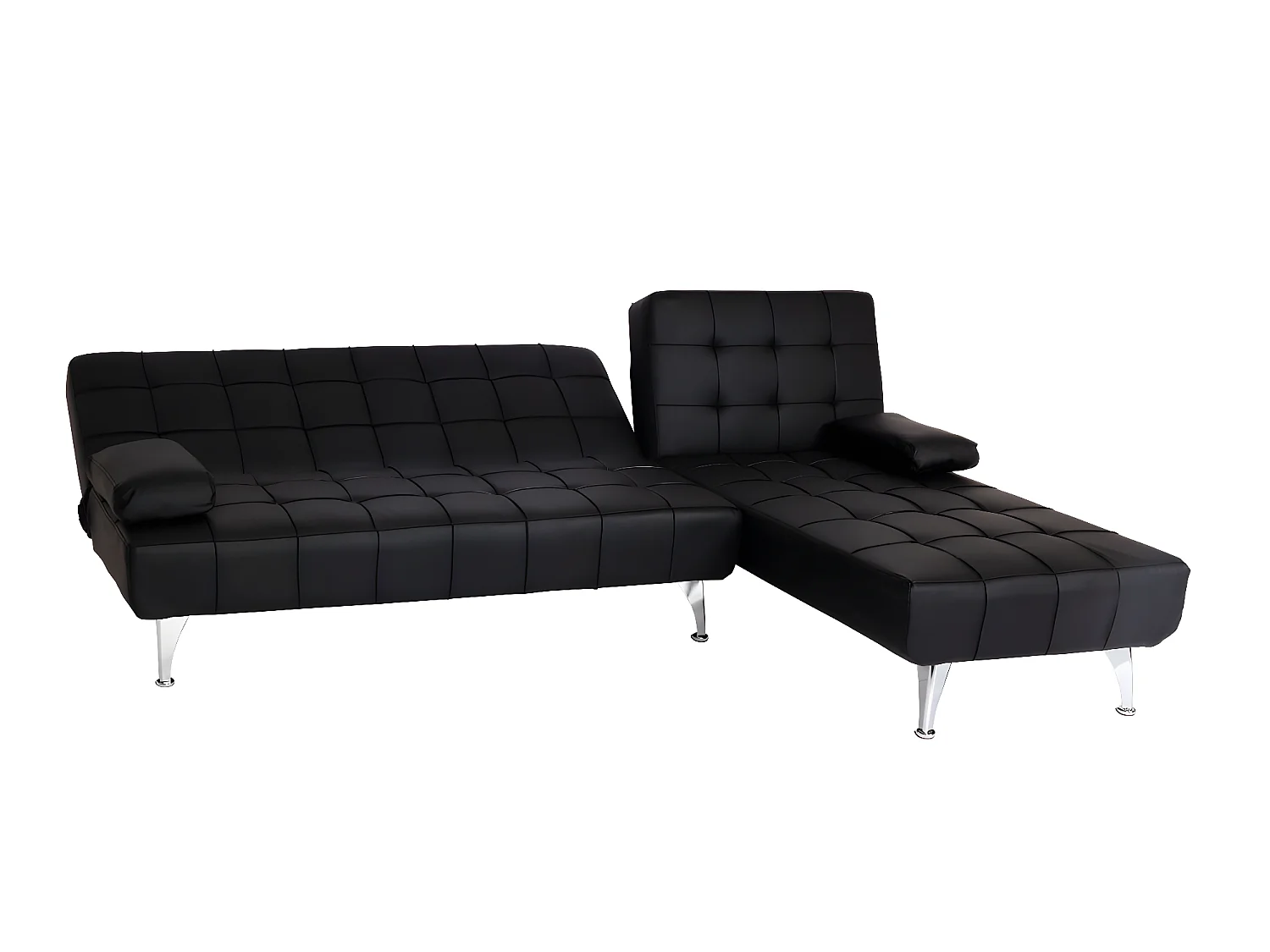 Sofa rozkładana MCW-K22,  imitacja skóry czarny