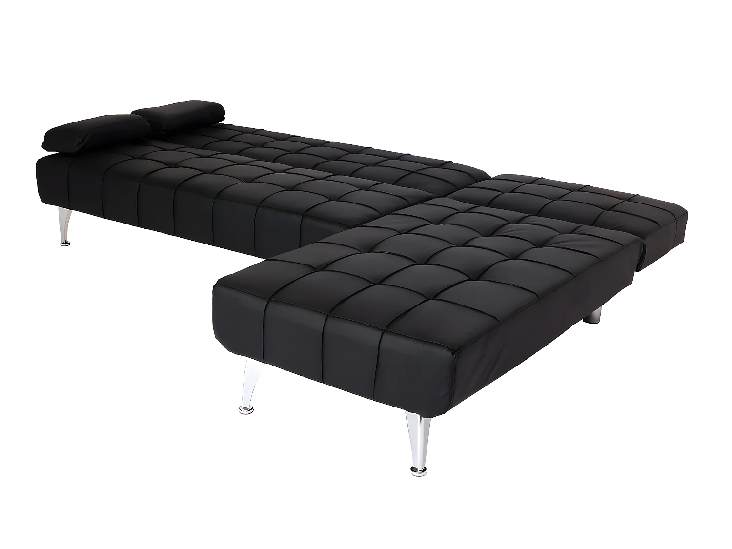 Sofa rozkładana MCW-K22,  imitacja skóry czarny