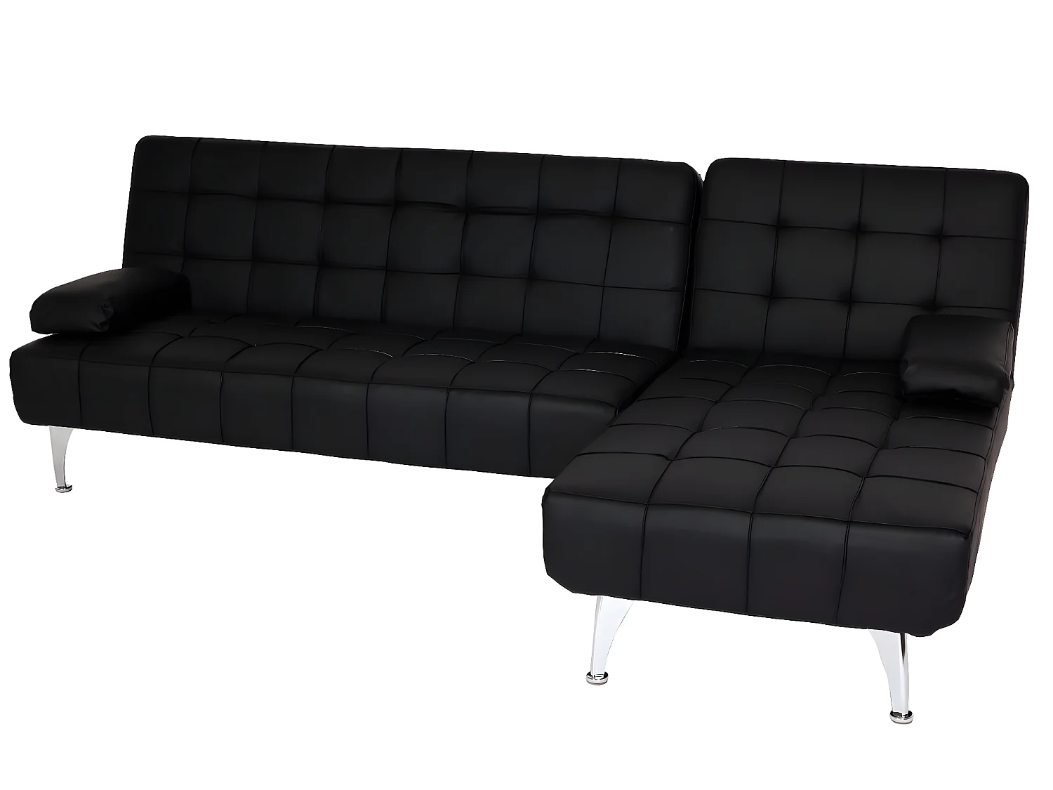 Sofa rozkładana MCW-K22,  imitacja skóry czarny