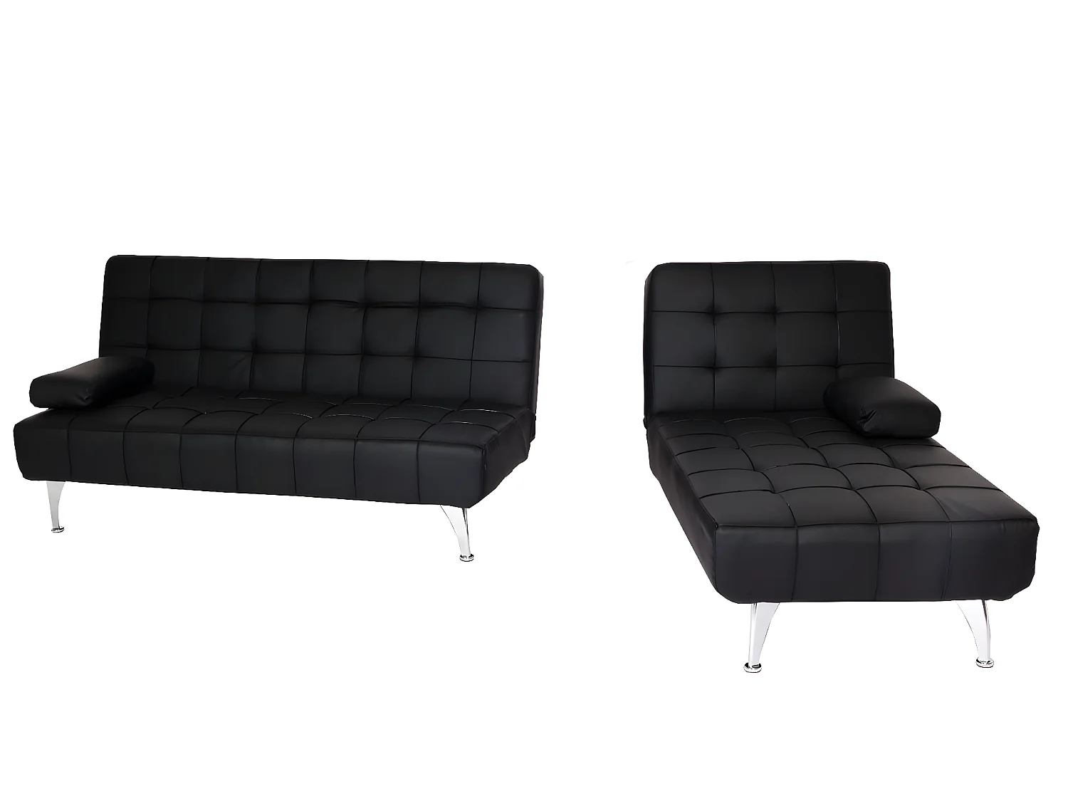 Sofa rozkładana MCW-K22,  imitacja skóry czarny