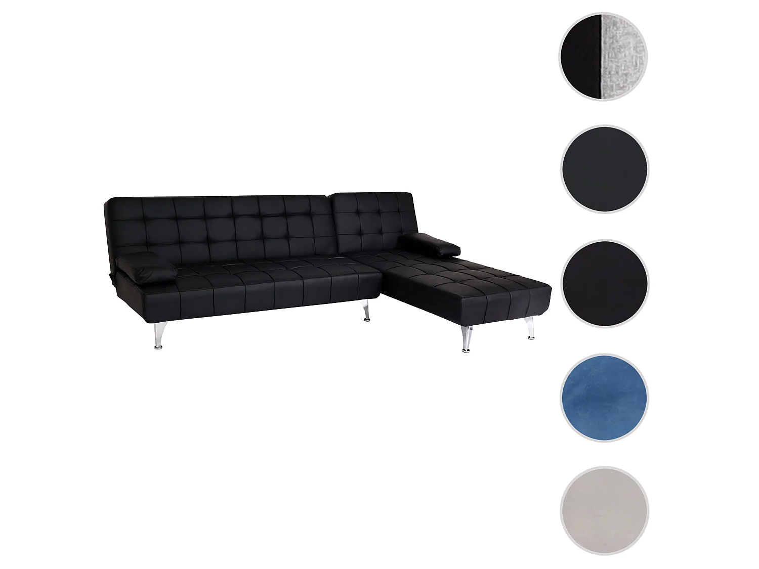 Sofa rozkładana MCW-K22,  imitacja skóry czarny