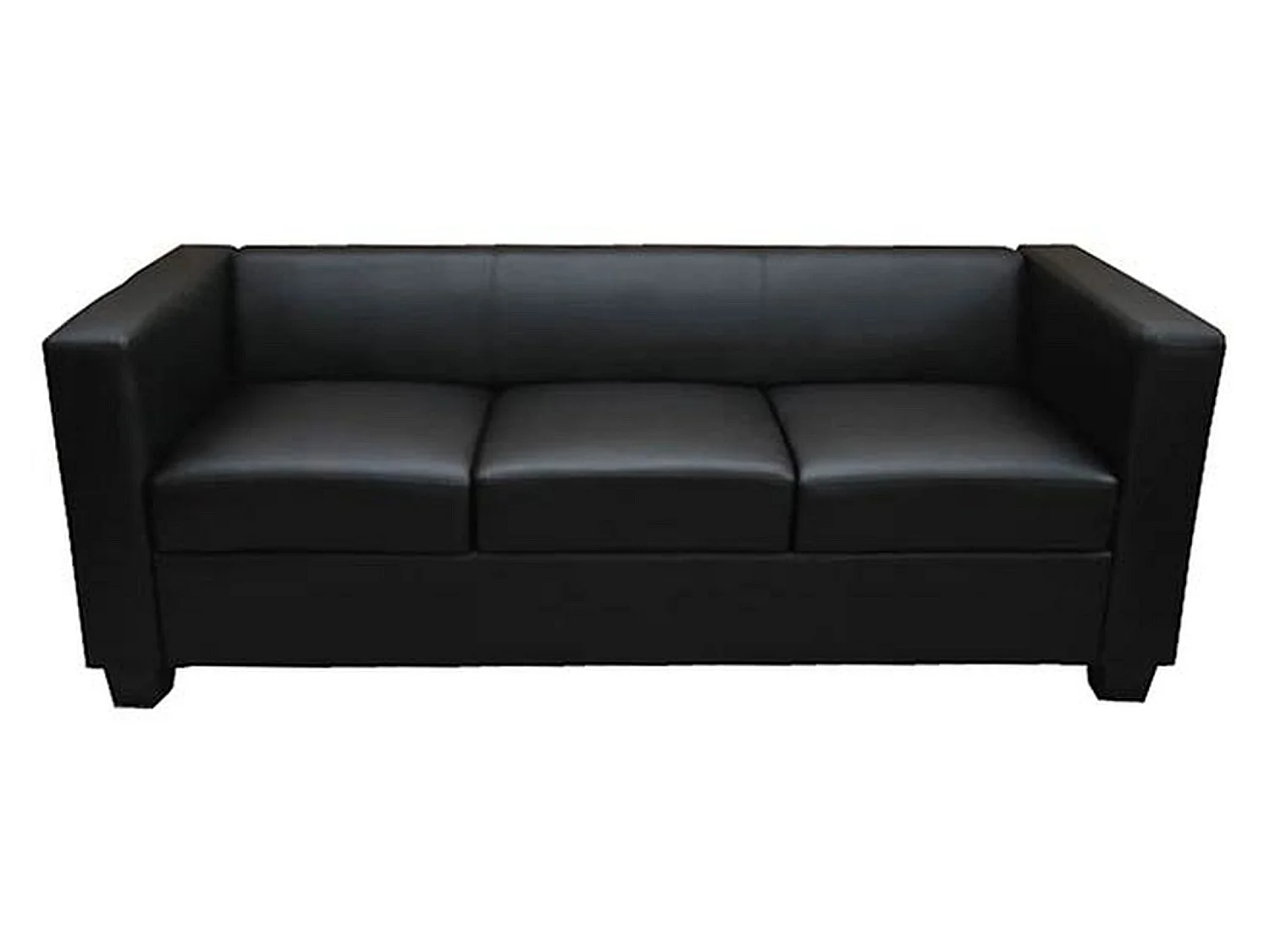 Sofa 3-osobowa Lille,  imitacja skóry, czarny