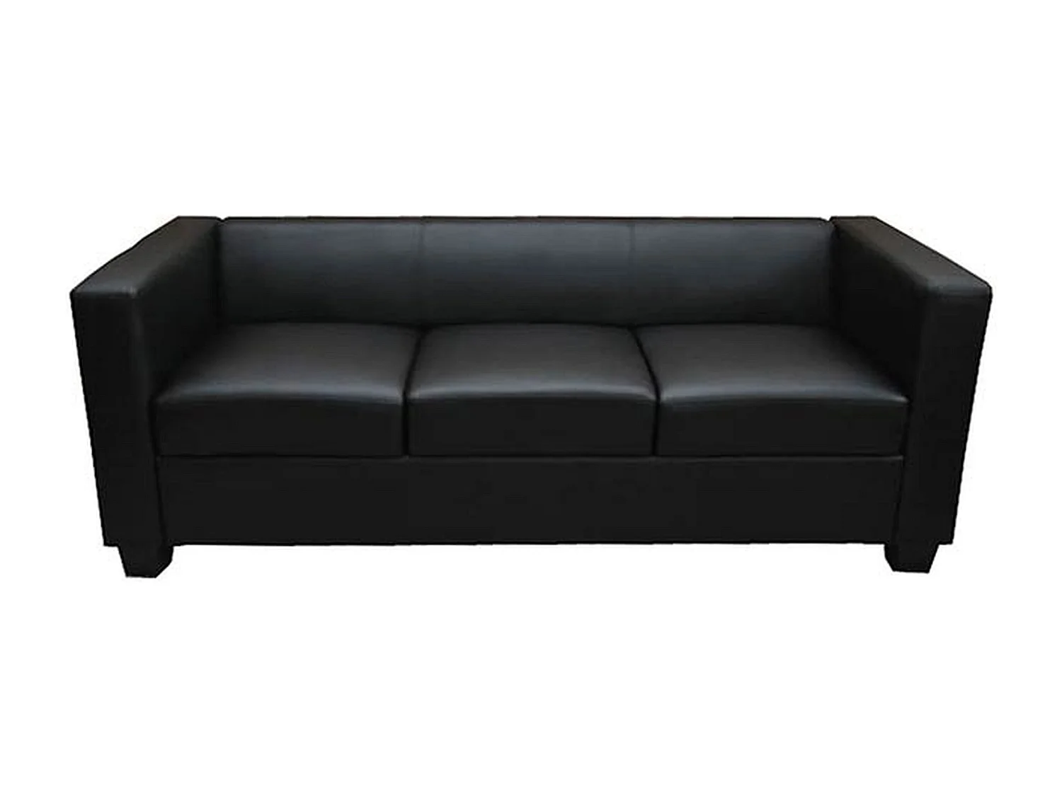 Divano sofa 3 posti lounge moderno elegante serie Lille M65 75x191x70cm ~ ecopelle nero