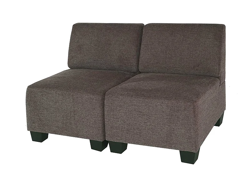 Salotto modulare componibile lounge moderno Lione N71 tessuto divano 2 posti senza braccioli marrone