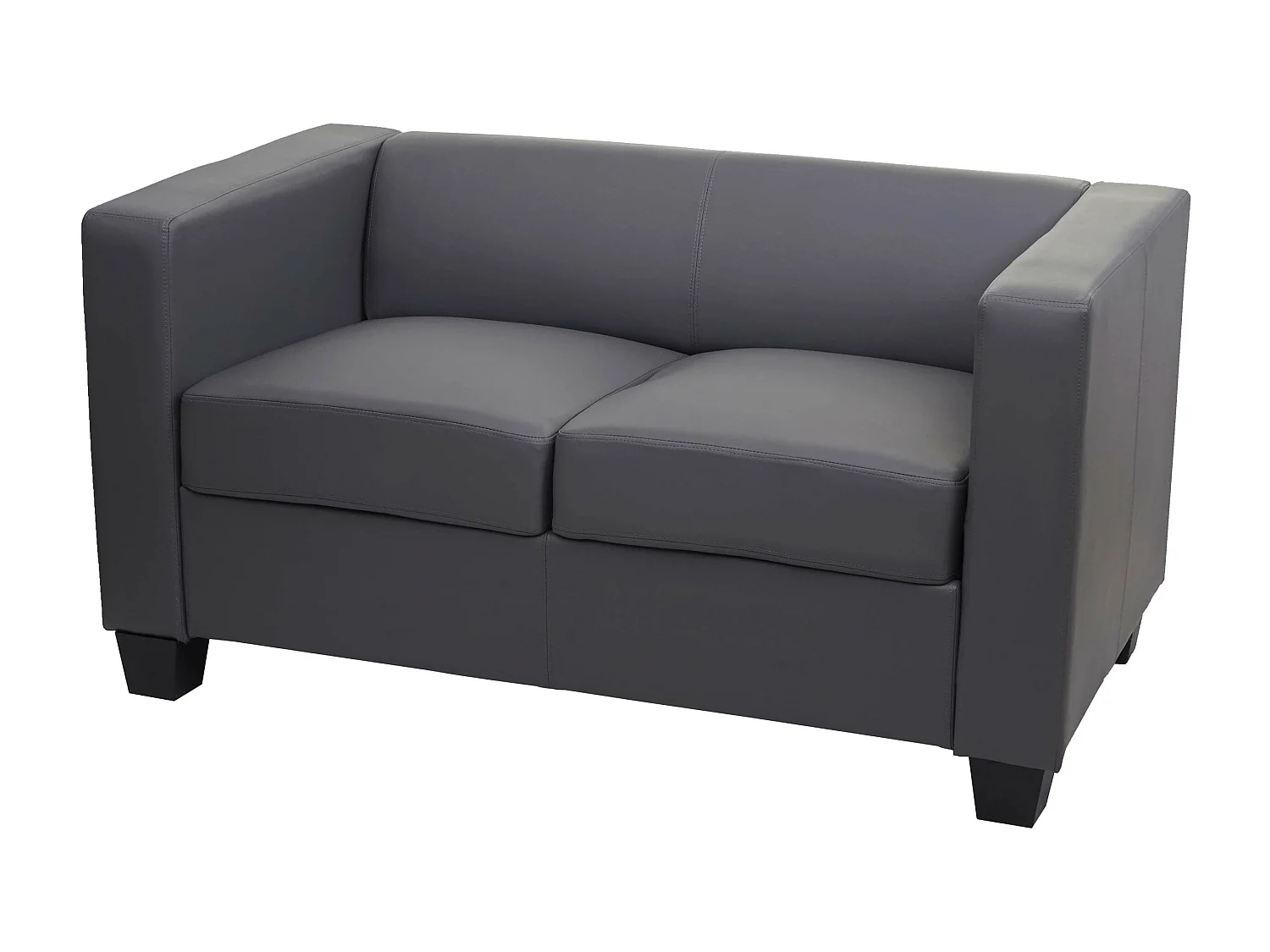 2er Sofa Lille, Kunstleder, dunkelgrau