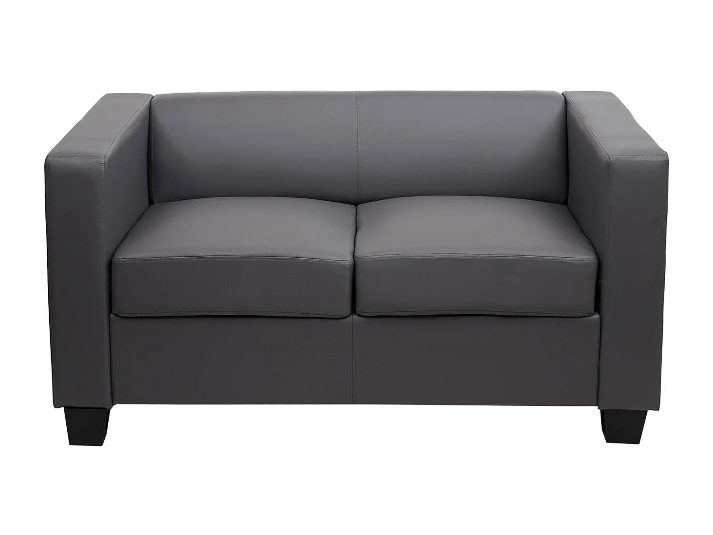 2er Sofa Lille, Kunstleder, dunkelgrau