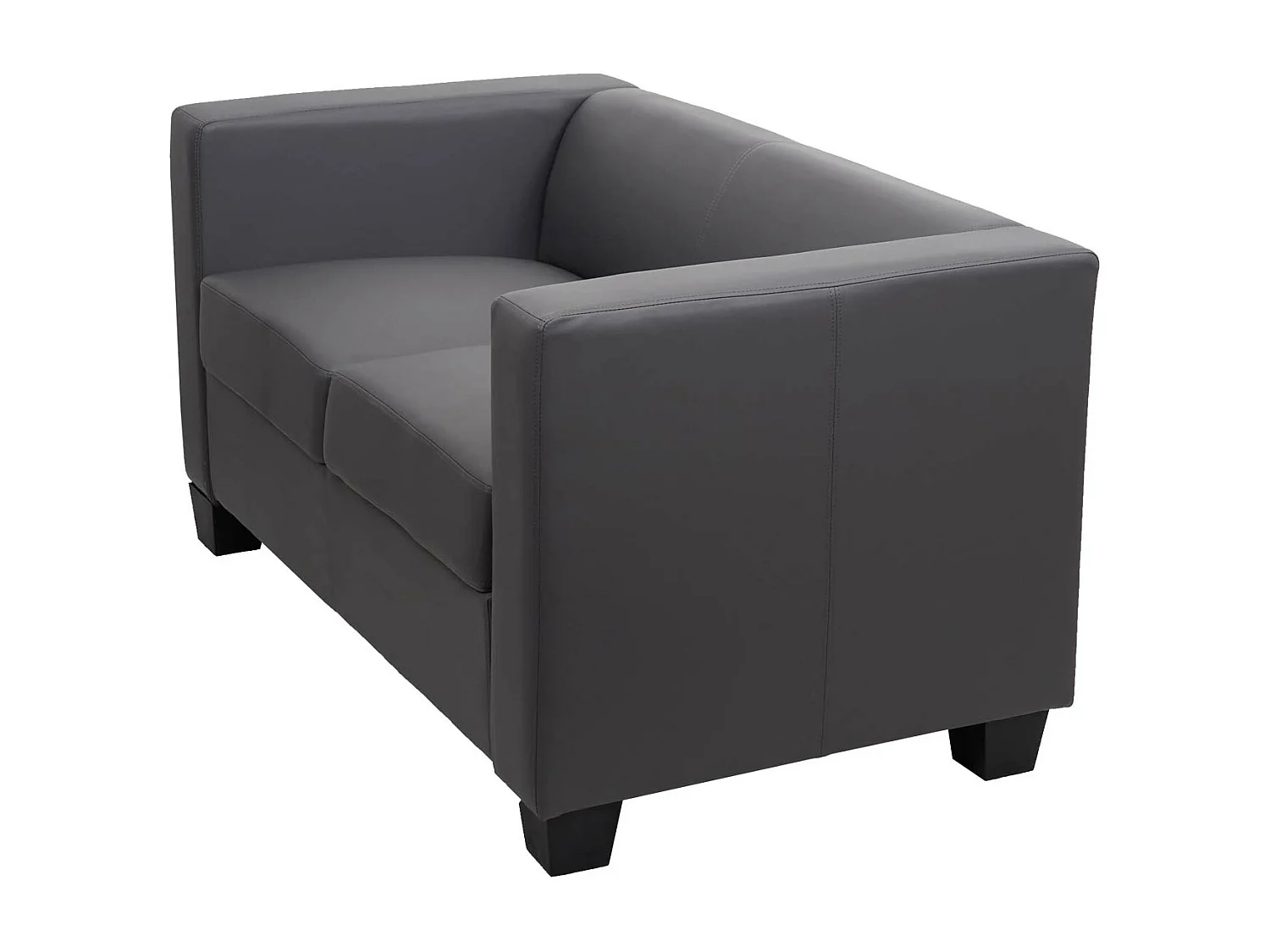 2er Sofa Lille, Kunstleder, dunkelgrau