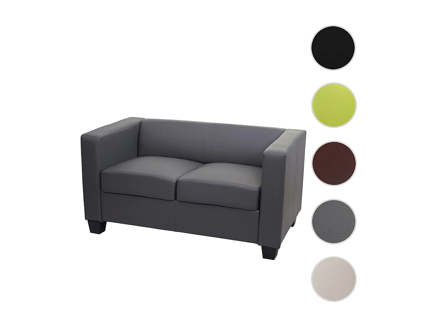 2er Sofa Lille, Kunstleder, dunkelgrau