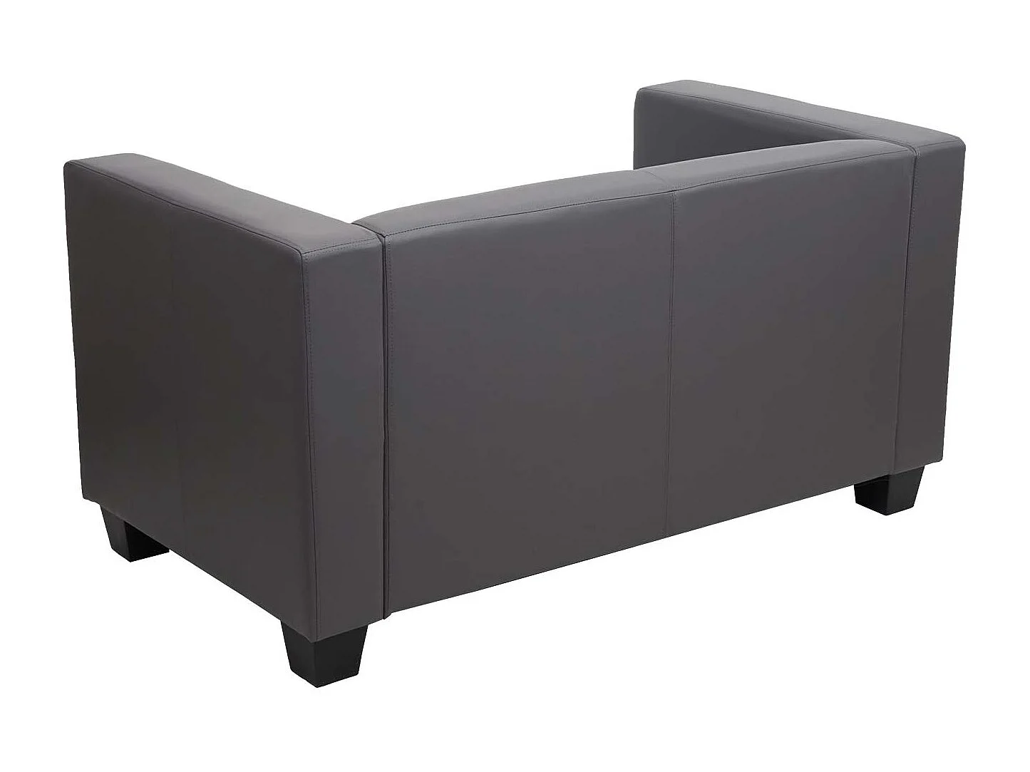 Small 2-seater sofa,  faux leather, dark grey