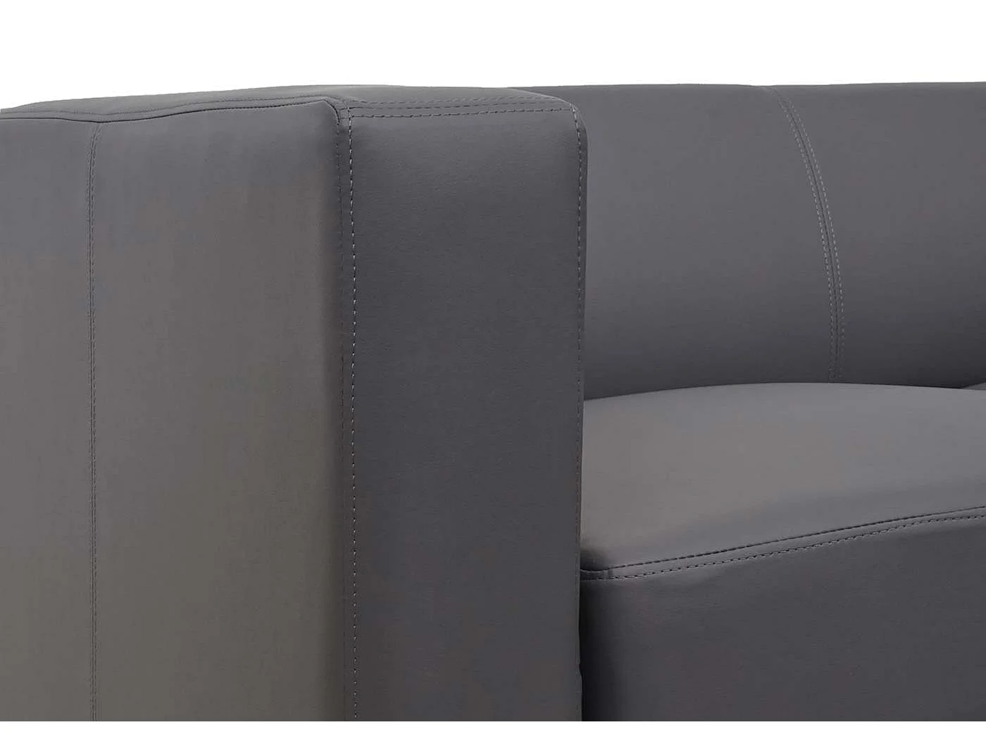 Small 2-seater sofa,  faux leather, dark grey