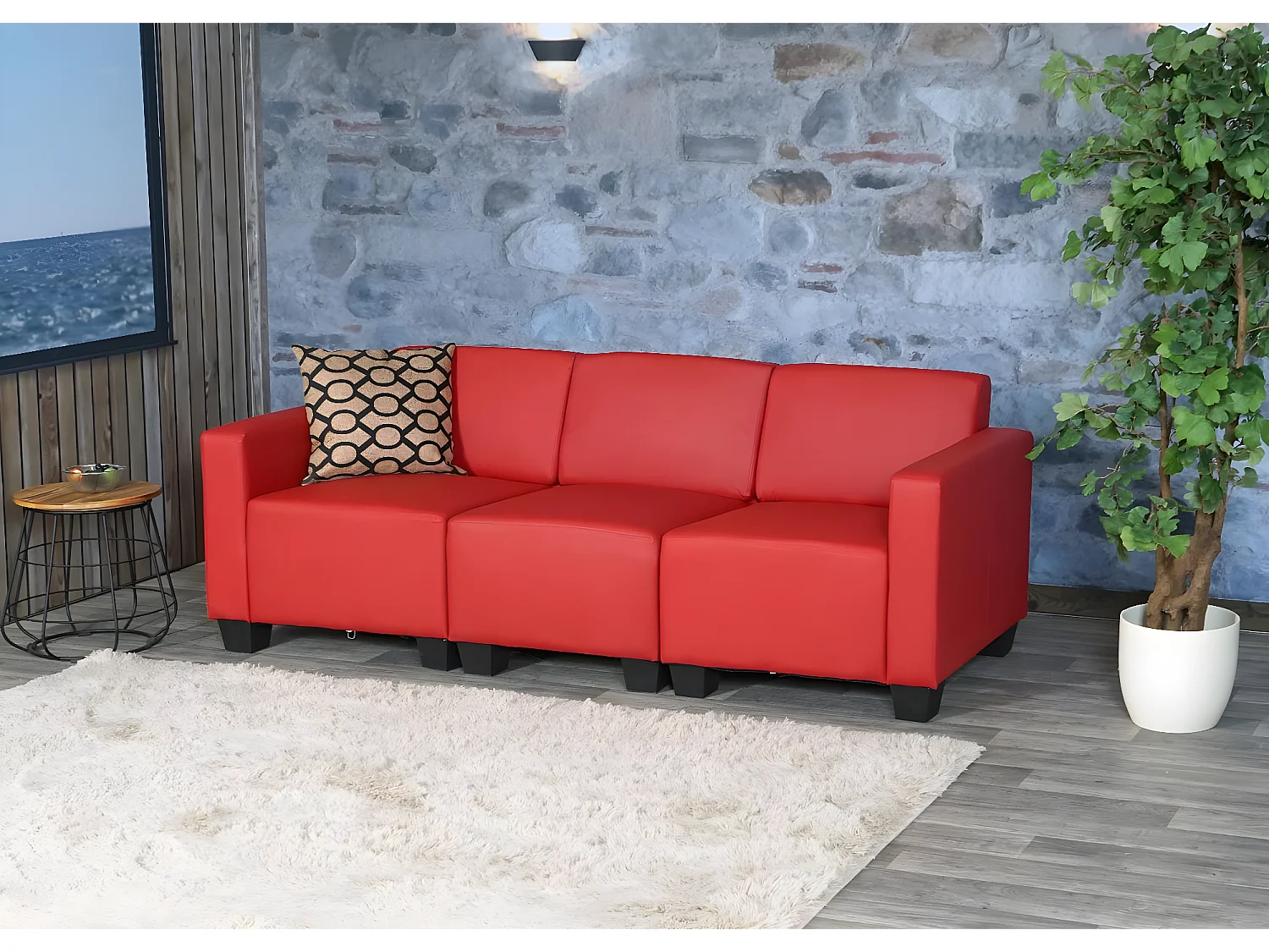 Sofa 3-osobowa Moncalieri,  Red