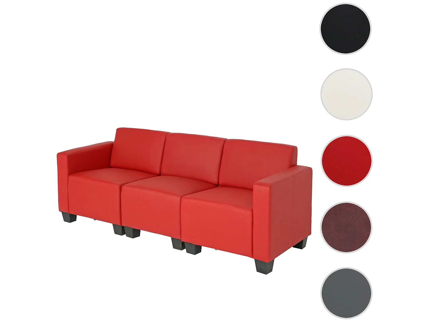Sofa 3-osobowa Moncalieri,  Red