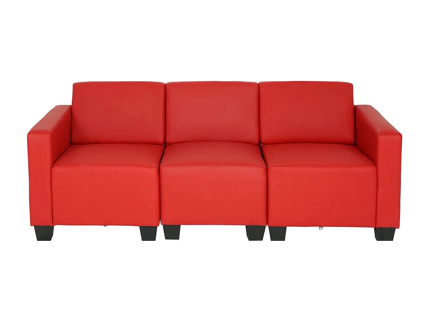 Salotto modulare componibile lounge moderno Lione N71 ecopelle divano 3 posti ~ rosso