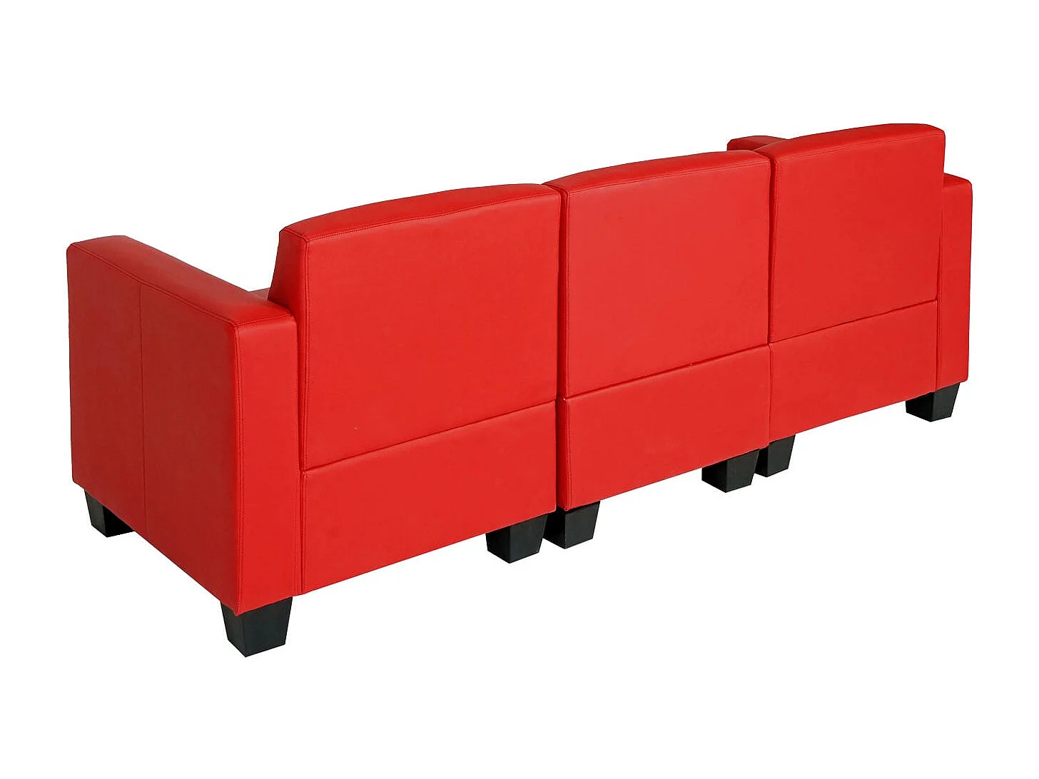 Salotto modulare componibile lounge moderno Lione N71 ecopelle divano 3 posti ~ rosso