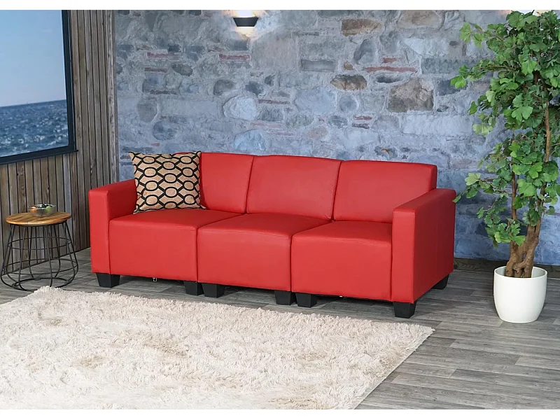 3-osobowa sofa Moncalieri,  czerwona