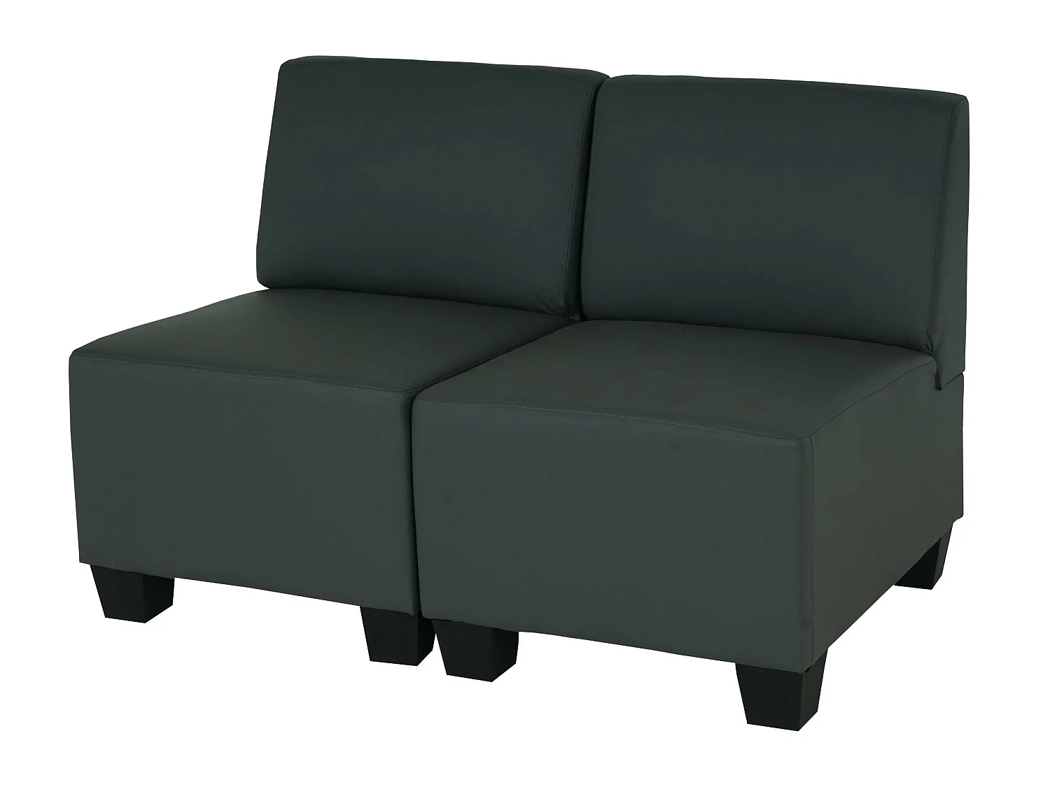 Salotto modulare componibile lounge moderno Lione N71 ecopelle divano 2 posti senza braccioli grigio scuro