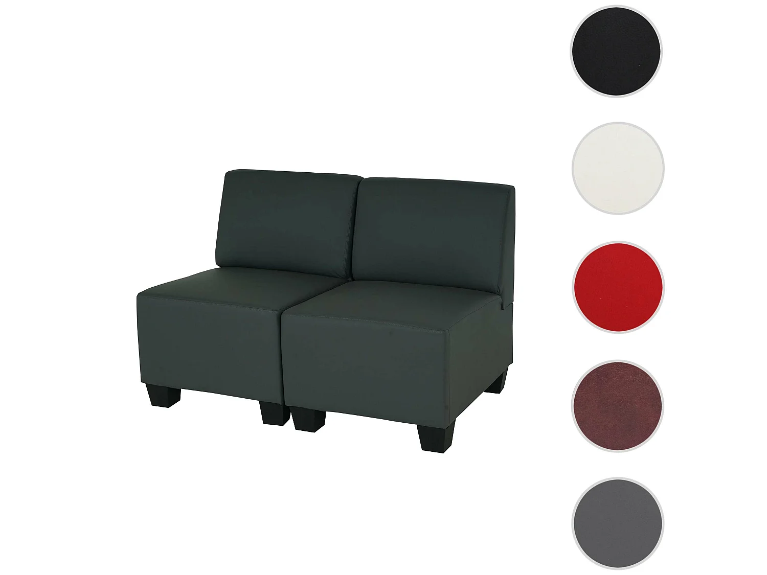 Salotto modulare componibile lounge moderno Lione N71 ecopelle divano 2 posti senza braccioli grigio scuro