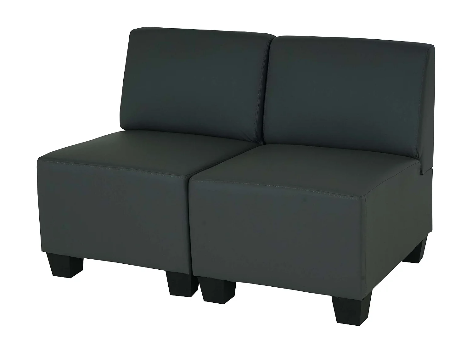 Canapé 2 places Moncalieri,  gris foncé, sans accoudoirs