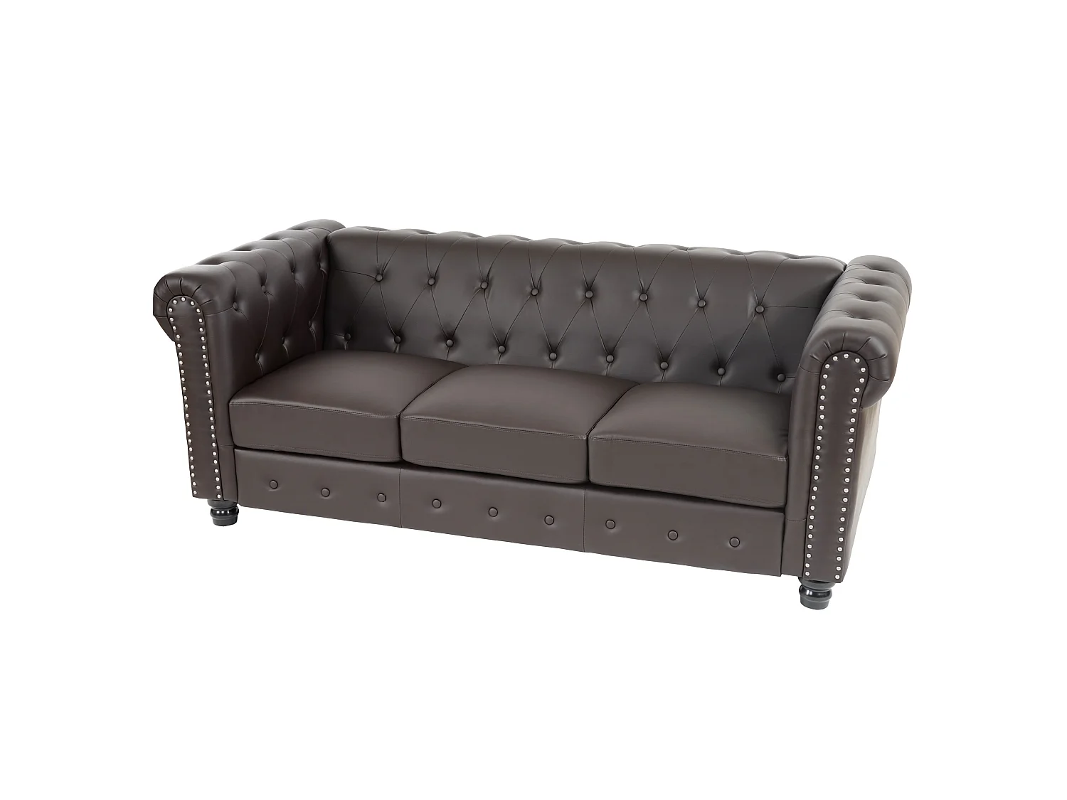Luxus 3er Sofa Edinburgh runde Füße, Runde Füße, braun