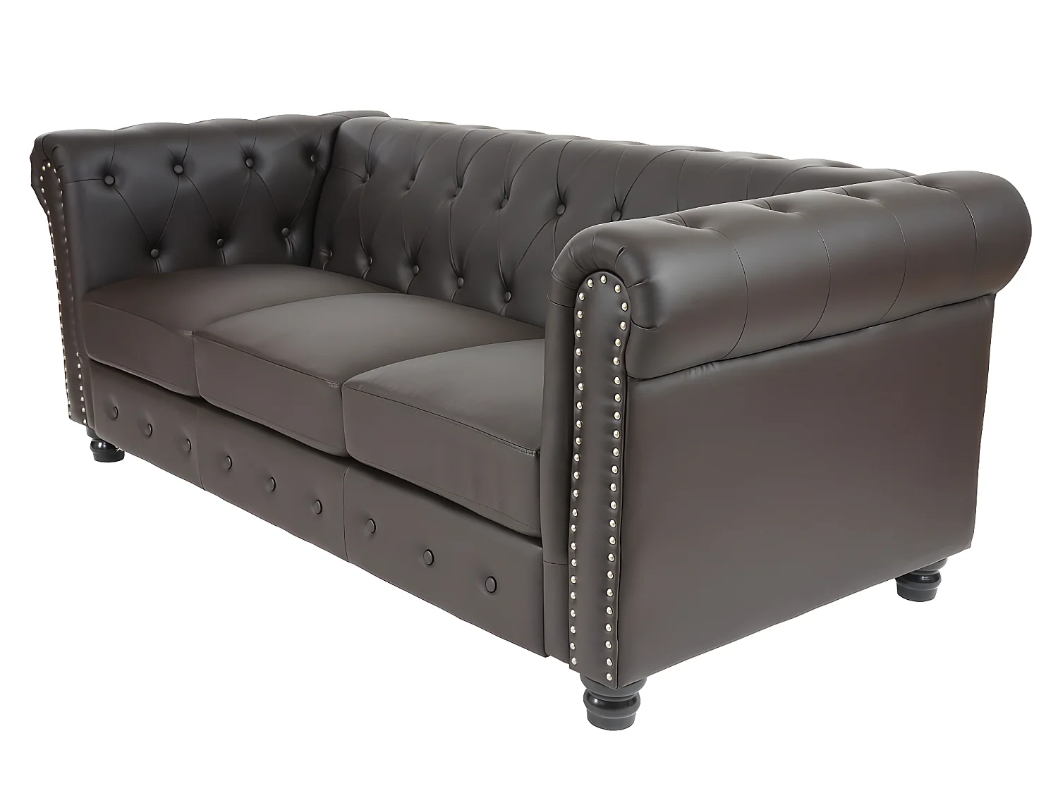 Luxus 3er Sofa Edinburgh runde Füße, Runde Füße, braun