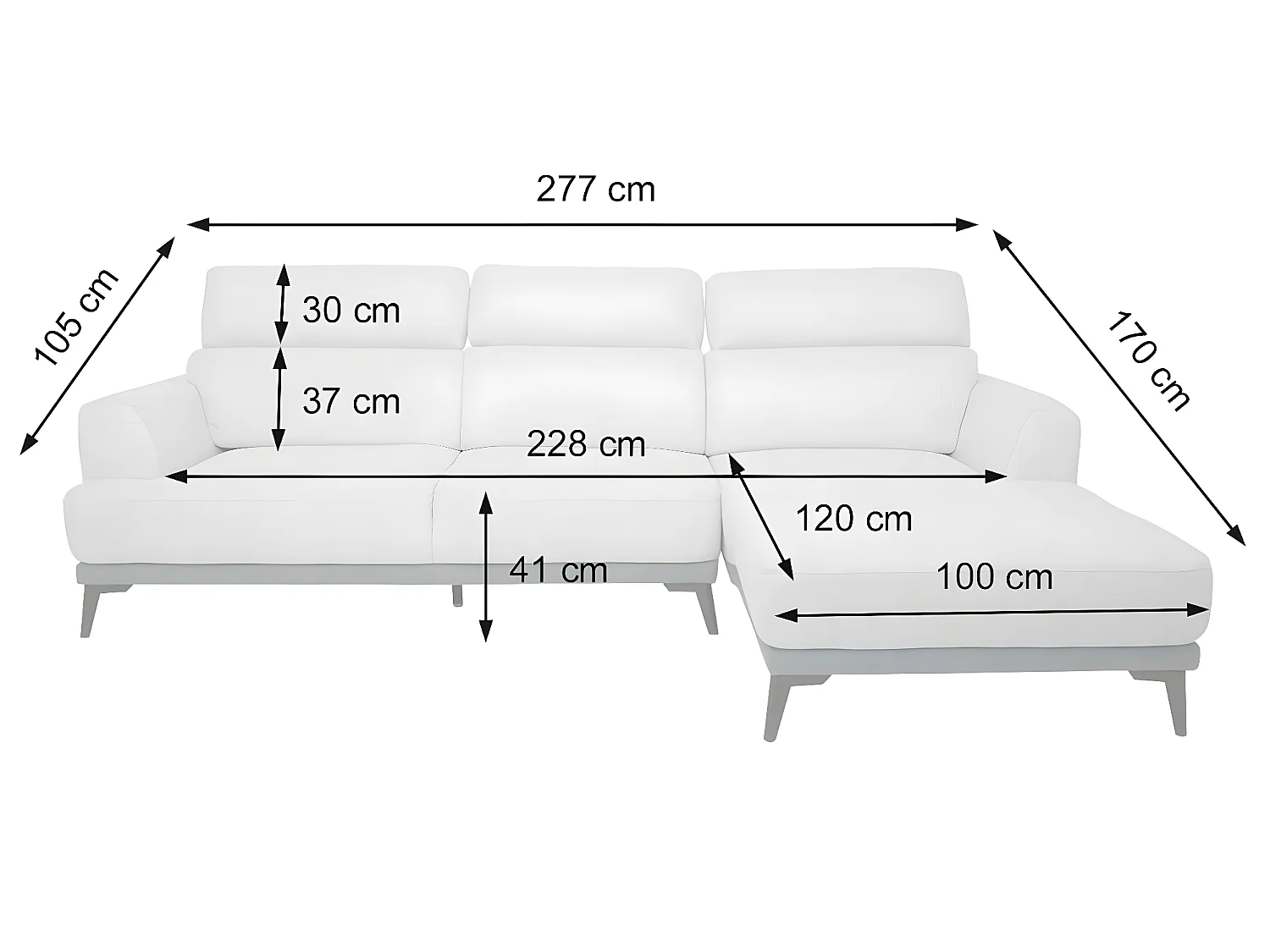 Bank MCW-G44 L-vorm,  rechts, lichtgrijs
