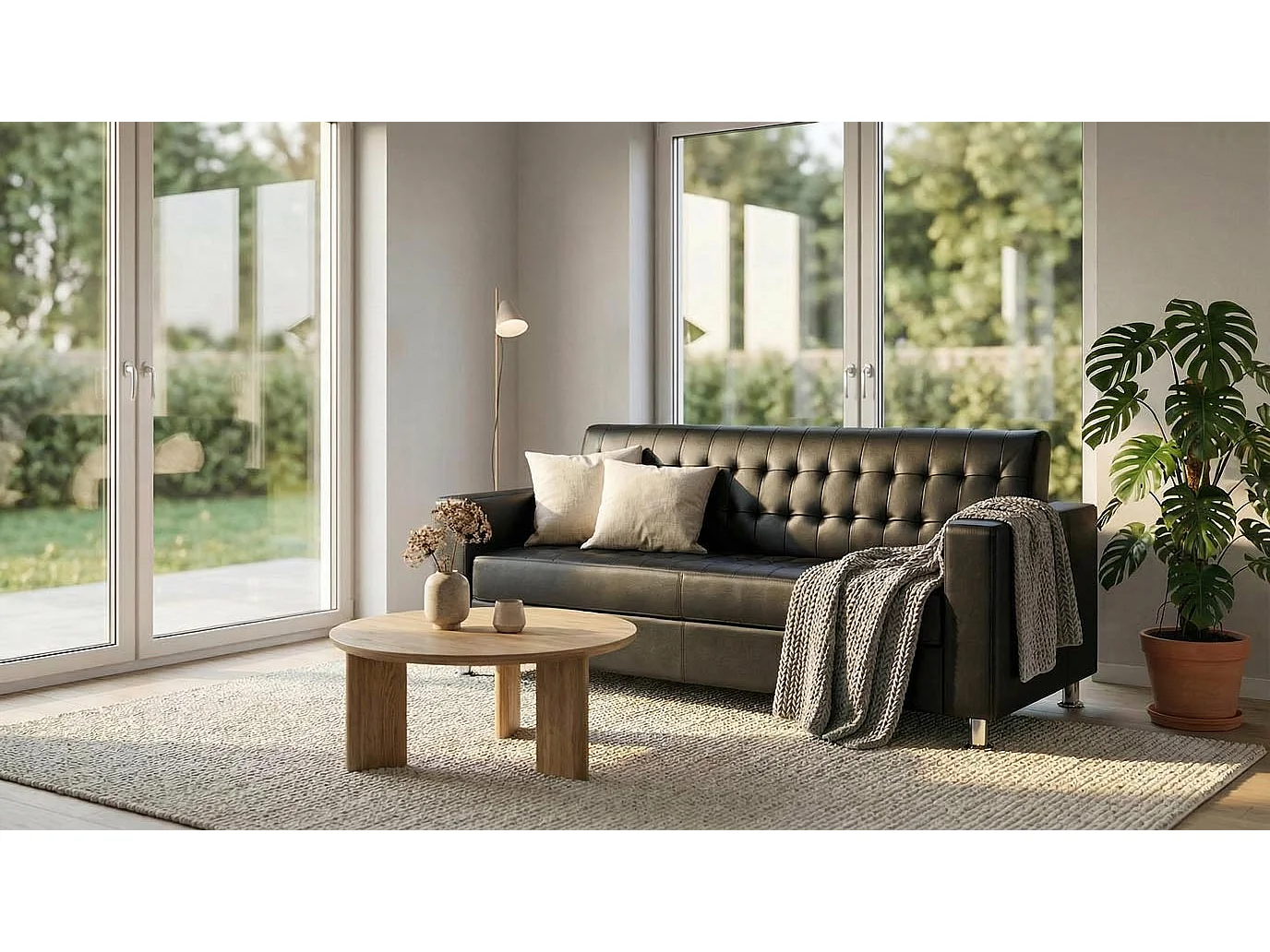 3er Sofa Pori, Schwarz