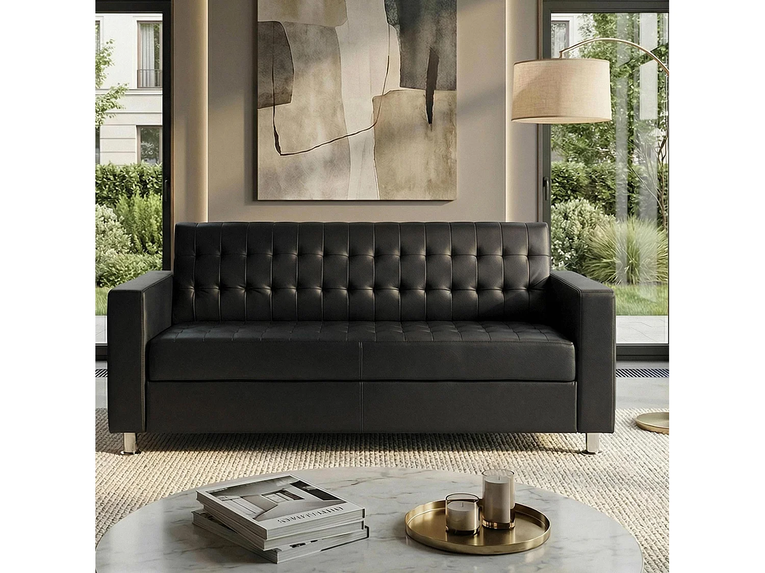 Sofa 3-osobowa Pori,  czarna