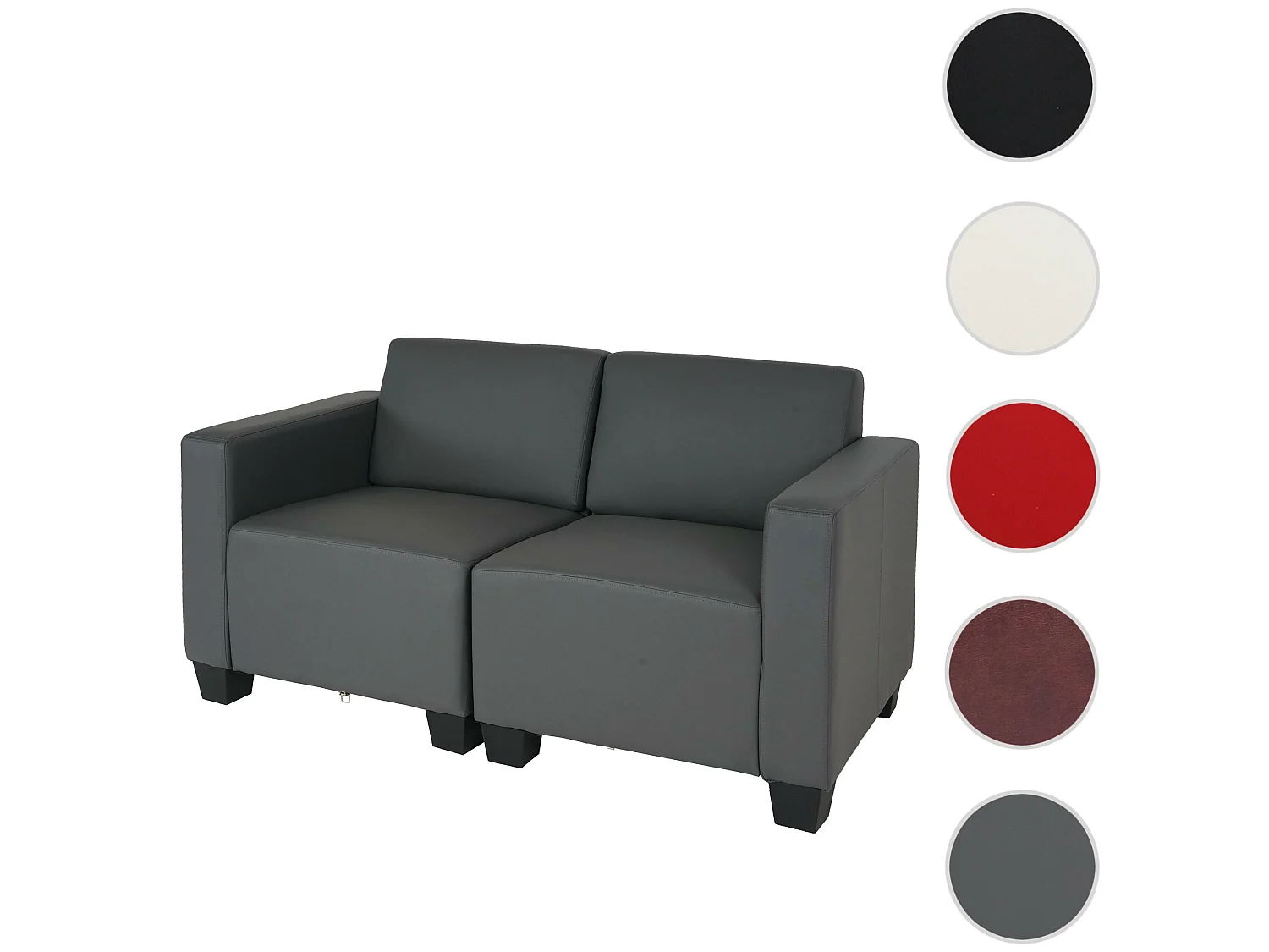 Canapé 2 places Moncalieri,  gris foncé