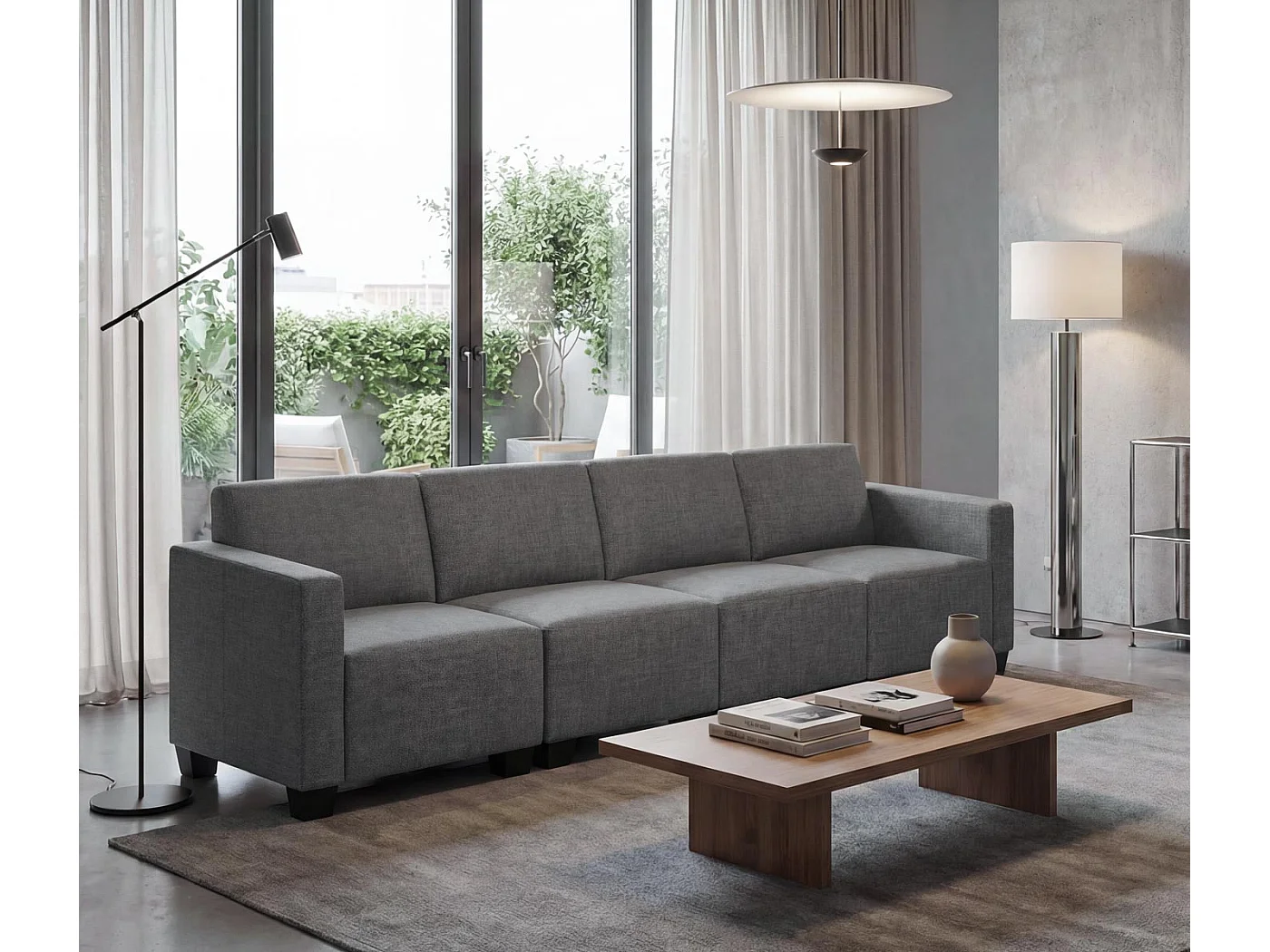 Modułowa 4-osobowa sofa Moncalieri,  szara