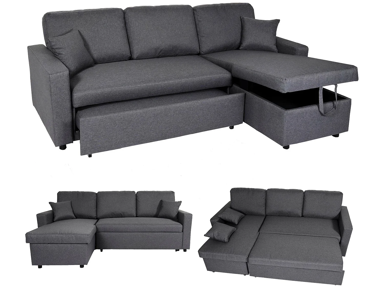 Sofa narożna z funkcją spania MCW-L17,  ciemnoszary