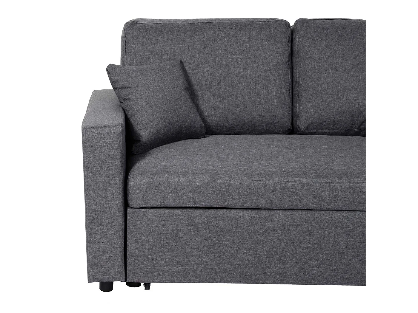 Divano letto angolare contenitore con penisola sofà reclinabile MCW-L17 legno tessuto ~ grigio scuro